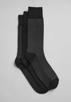Men's Bamboo Herringbone and Houndstooth Socks, 3-Pack, Black, Mid Calf