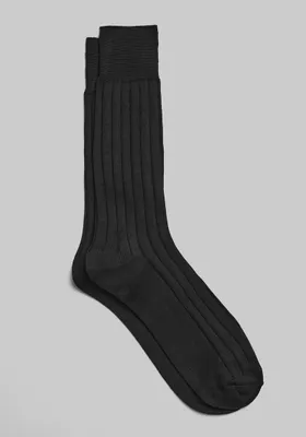 JoS. A. Bank Men's Ribbed Socks, Black, Mid Calf