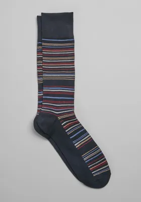 JoS. A. Bank Men's Variegated Stripe Socks, Navy, Mid Calf