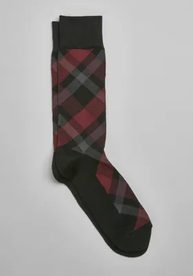 JoS. A. Bank Men's Diamond Plaid Socks, Red, Mid Calf