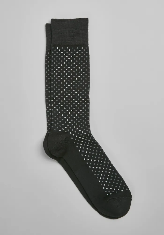 JoS. A. Bank Men's Dotted Diamond Socks, Grey, Mid Calf