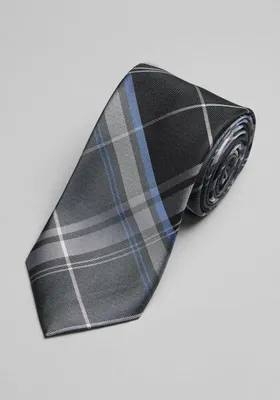 Men's Large-Scale Plaid Tie, Black, One Size