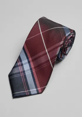 JoS. A. Bank Men's Large-Scale Plaid Tie, Burgundy, One Size