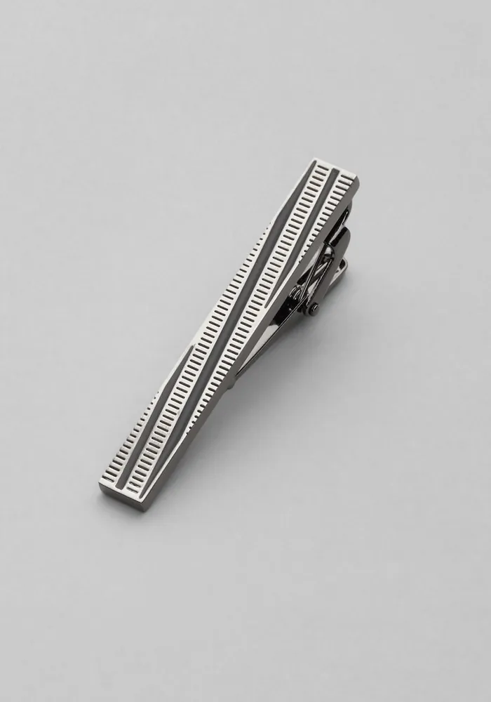 JoS. A. Bank Men's Stripe & Dash Tie Bar, Metal Silver, One Size