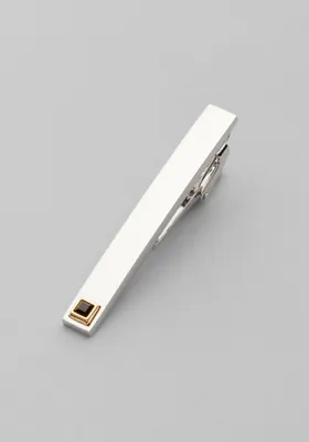 JoS. A. Bank Men's Gold & Gem Accent Tie Bar, Metal Silver, One Size