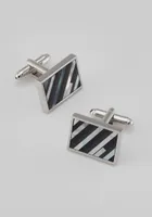 Men's Mother of Pearl and Hematite Cufflinks, Metal Silver, One Size