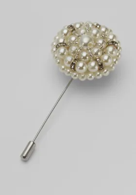 JoS. A. Bank Men's Faux Pearl Stick Lapel Pin, Metal Silver, One Size