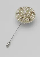 Men's Faux Pearl Stick Lapel Pin, Metal Silver, One Size