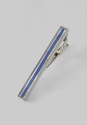JoS. A. Bank Men's Mother-of-Pearl and Blue Stone Tie Bar, Metal Silver, One Size