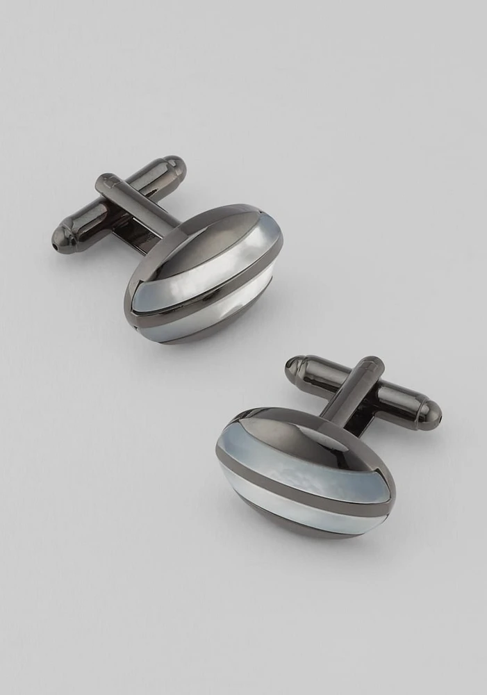 Men's Cat's Eye Cufflinks, Metal Silver, One Size