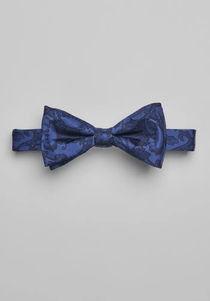 Men's Stylized Floral Pre-Tied Bow Tie, Navy, One Size