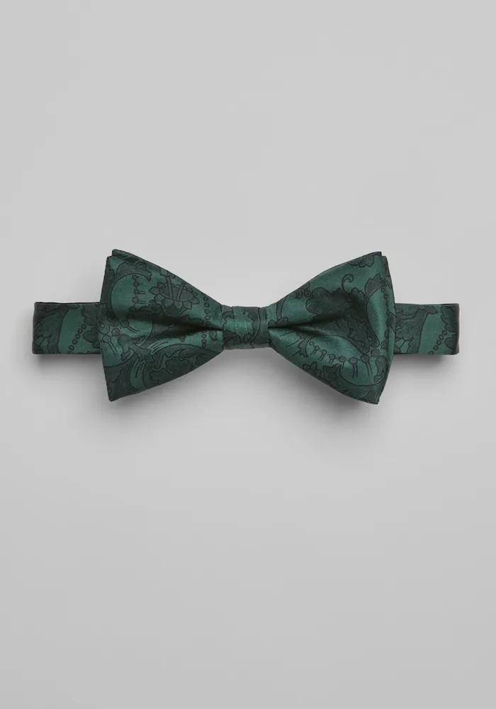 JoS. A. Bank Men's Stylized Floral Pre-Tied Bow Tie, Dark Green, One Size