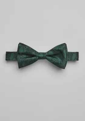 Men's Stylized Floral Pre-Tied Bow Tie, Dark Green, One Size