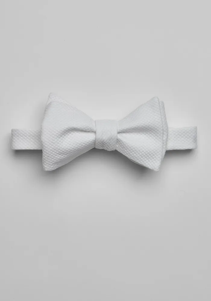 Men's Solid Self-Tie Bow Tie, White, One Size