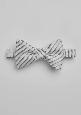 JoS. A. Bank Men's Metallic Stripe Pre-Tied Bow Tie, White, One Size