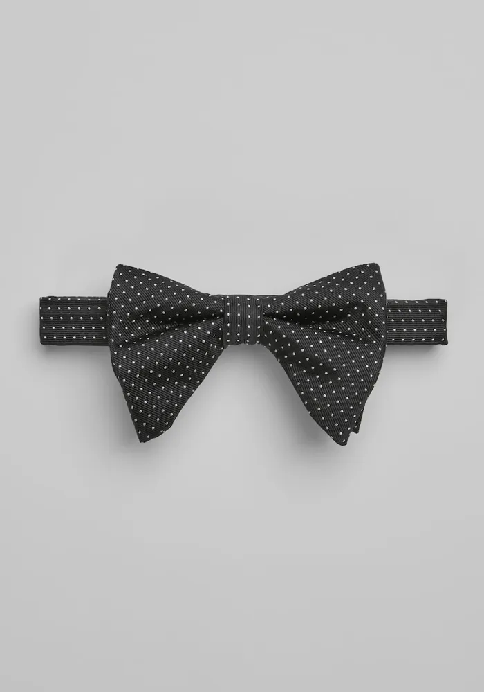 Men's Pre-Tied Dot Bow Tie, Black, One Size