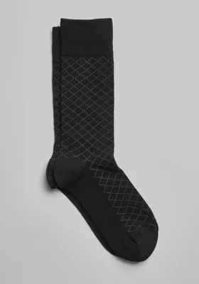 JoS. A. Bank Men's Large Grid Socks, Black, Mid Calf