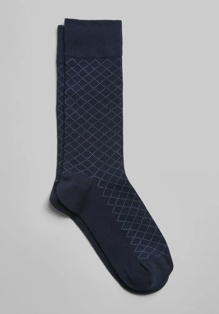 Men's Large Grid Socks, Navy