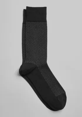 Men's Patterned Dress Socks, Black, Mid Calf