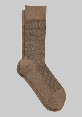 Men's Patterned Dress Socks King Size, Tan Heather, Mid Calf King