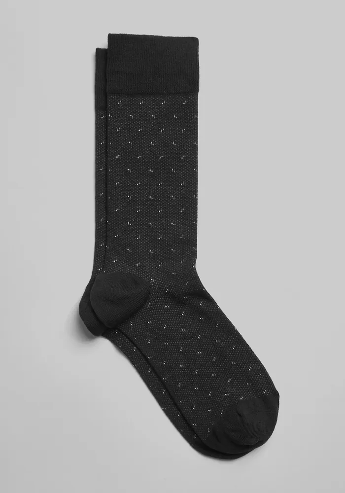 Men's Micro Dot Socks, Black, Mid Calf