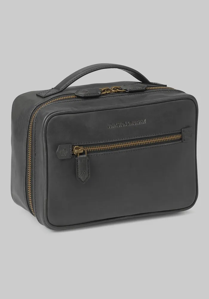 JoS. A. Bank Men's Johnston & Murphy Rhodes Leather Travel Kit, Black, One Size