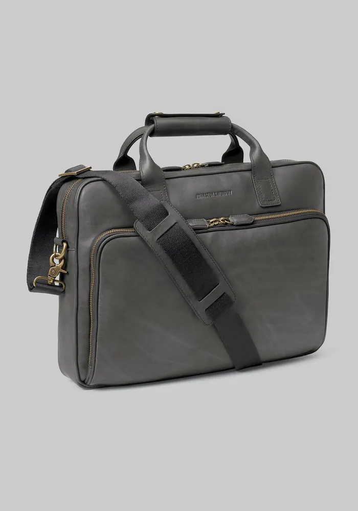 Men's Johnston & Murphy Rhodes Leather Briefcase, Black, One Size