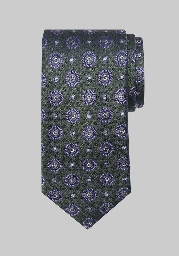 JoS. A. Bank Men's Reserve Collection Textured Medallion Tie, Green, One Size