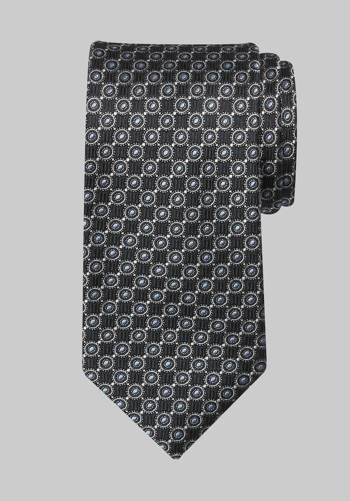 Men's Reserve Collection Small Medallion Tie, Black, One Size