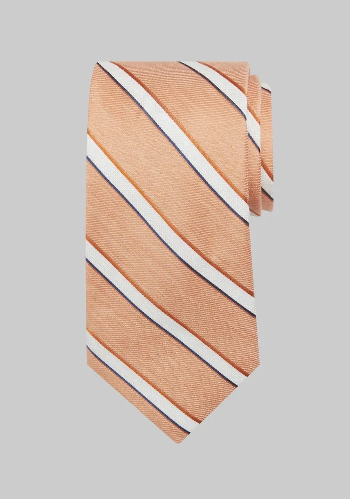 JoS. A. Bank Men's Reserve Collection Linen-Silk Stripe Tie, Orange, One Size