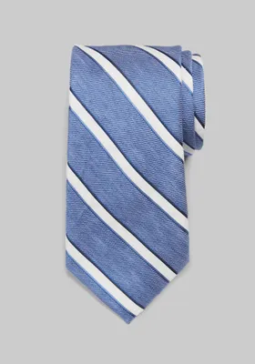 JoS. A. Bank Men's Reserve Collection Linen-Silk Stripe Tie, Dark Blue, One Size