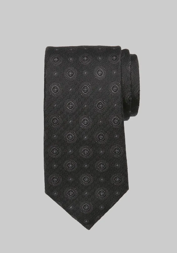 JoS. A. Bank Men's Reserve Collection Textured Medallion Tie, Black, One Size