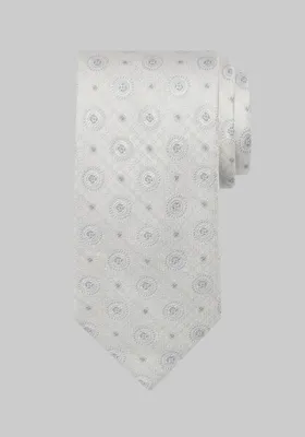 Men's Reserve Collection Textured Medallion Tie, White, One Size