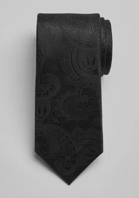 Men's Fancy Tonal Paisley Tie, Black, One Size