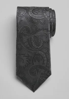 Men's Fancy Tonal Paisley Tie, Charcoal, One Size