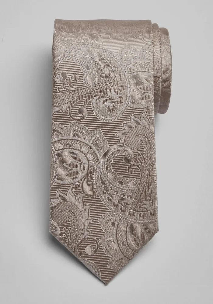 Men's Fancy Tonal Paisley Tie, Champagne, One Size