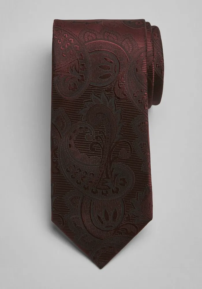 JoS. A. Bank Men's Fancy Tonal Paisley Tie, Burgundy, One Size