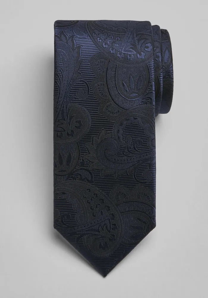 Men's Fancy Tonal Paisley Tie, Dark Navy, One Size