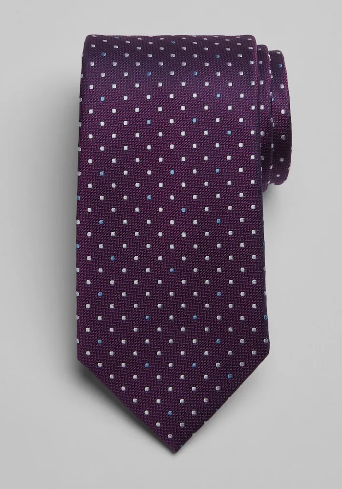 Men's Traveler Collection Two-Color Dot Tie, Purple, One Size