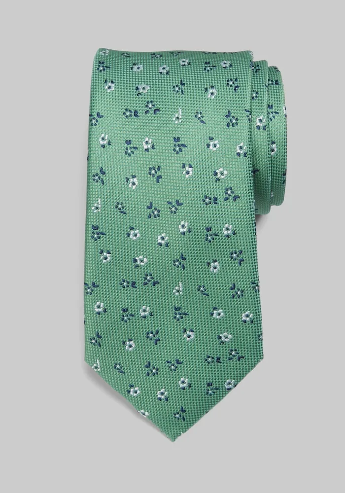 Men's Traveler Collection Mini Floral Tie, Green, One Size