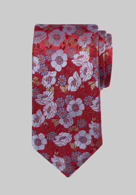 JoS. A. Bank Men's Traveler Collection Medium Floral Tie, Red, One Size