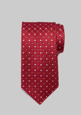 Men's Traveler Collection Dots and Squares Tie, Red, One Size