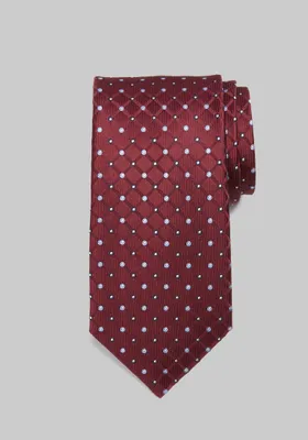 Men's Traveler Collection Dots and Squares Tie, Burgundy, One Size