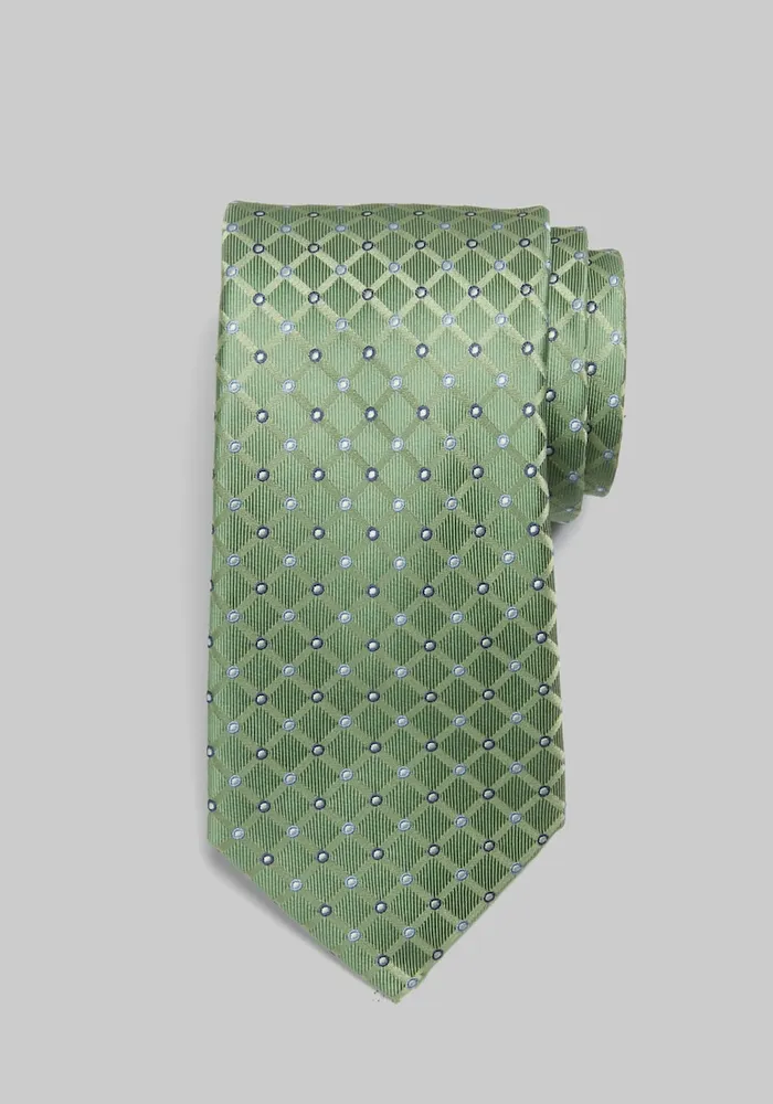 Men's Traveler Collection Dots and Squares Tie, Green, One Size