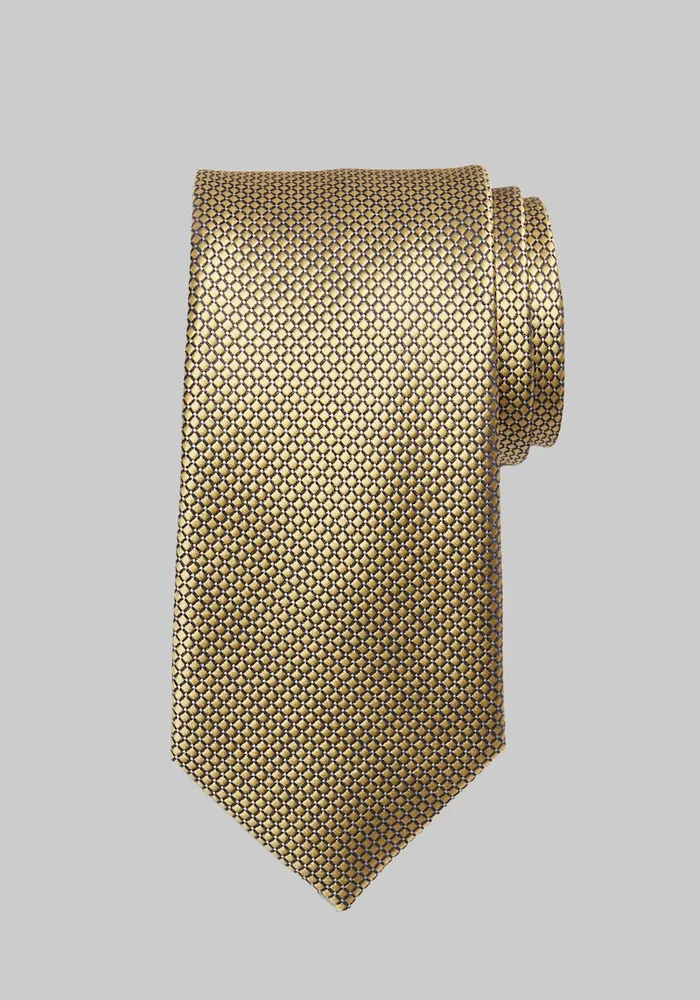 Men's Traveler Collection Mini Dot Grid Tie, Yellow, One Size