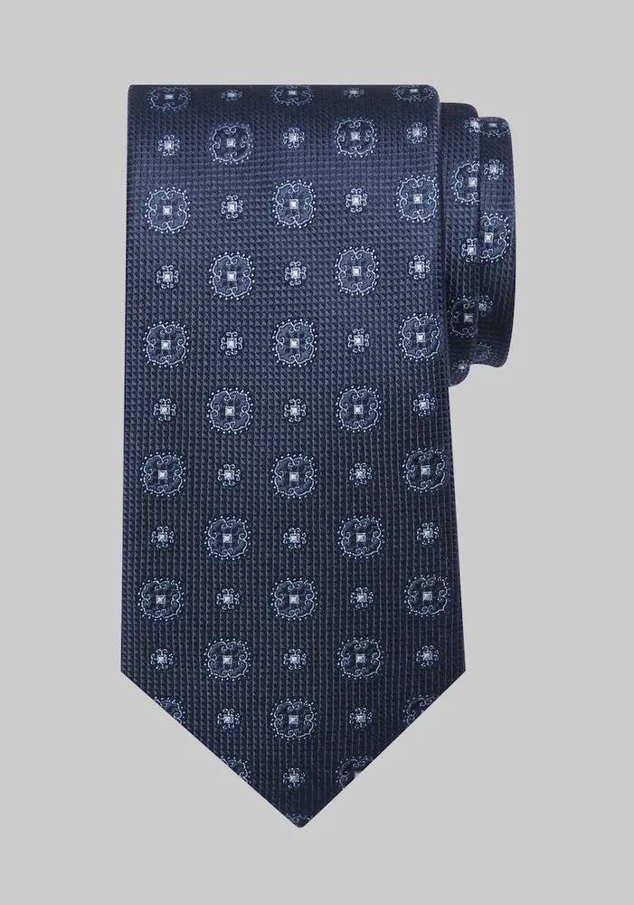 Men's Traveler Collection Textured Medallion Tie, Navy, One Size