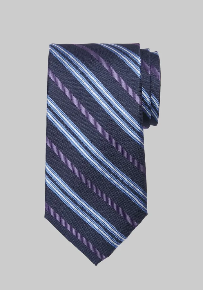 Men's Traveler Collection Mixed Media Stripe Tie, Navy, One Size