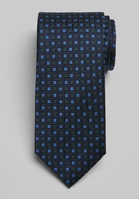 Men's Mini Dotted Square Tie, Navy, One Size