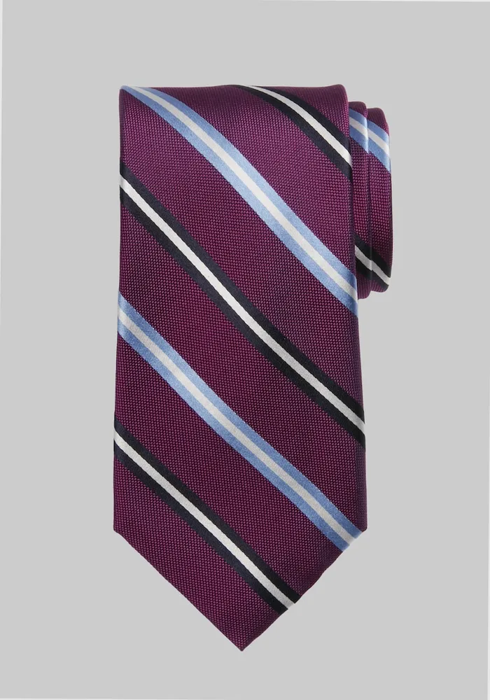 JoS. A. Bank Men's Traveler Collection Satin Stripe Oxford Tie, Berry, One Size