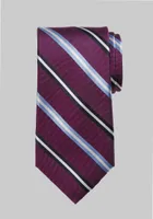 Men's Traveler Collection Satin Stripe Oxford Tie, Berry, One Size